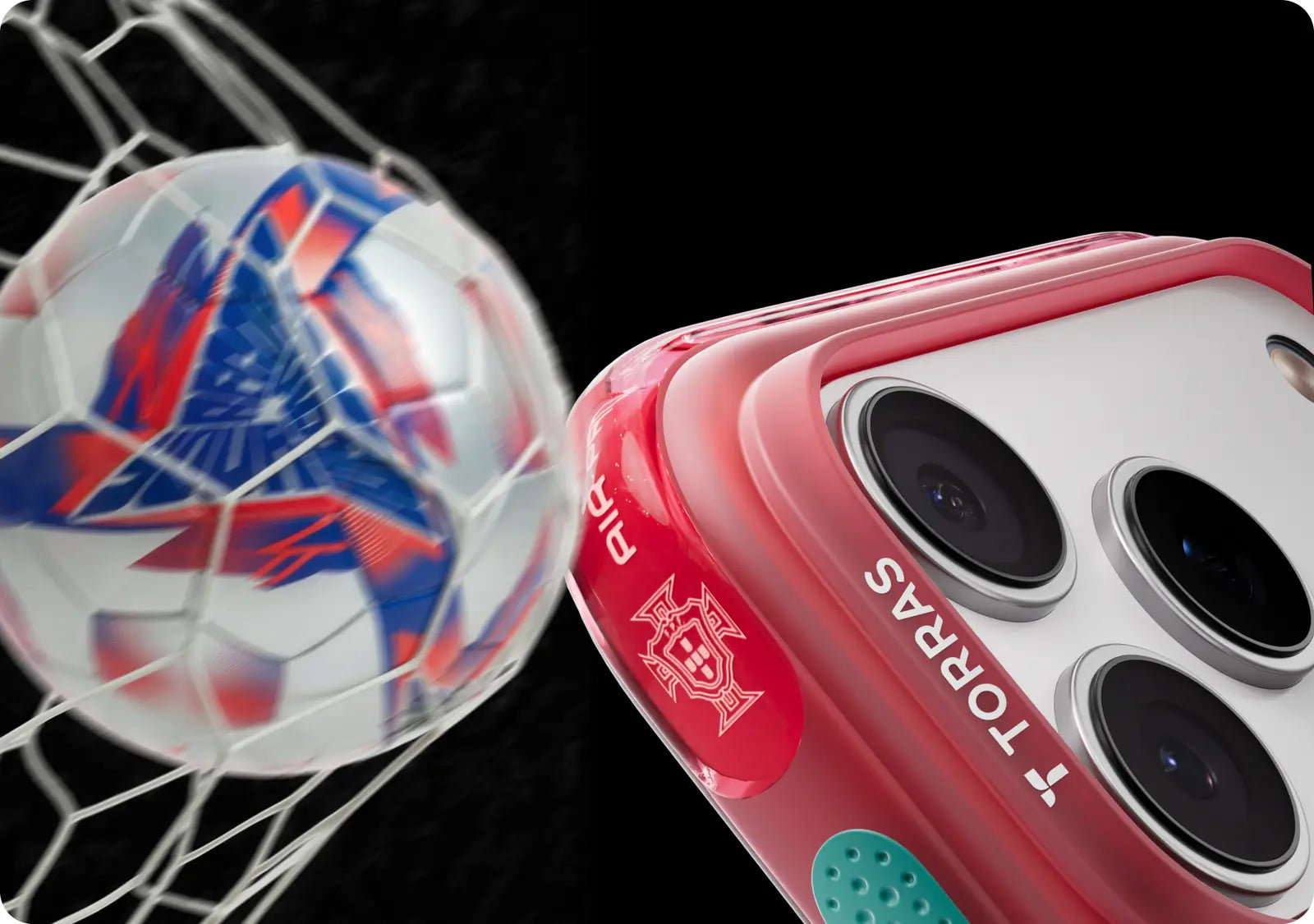 Detail of the protective camera bezel on the TORRAS case