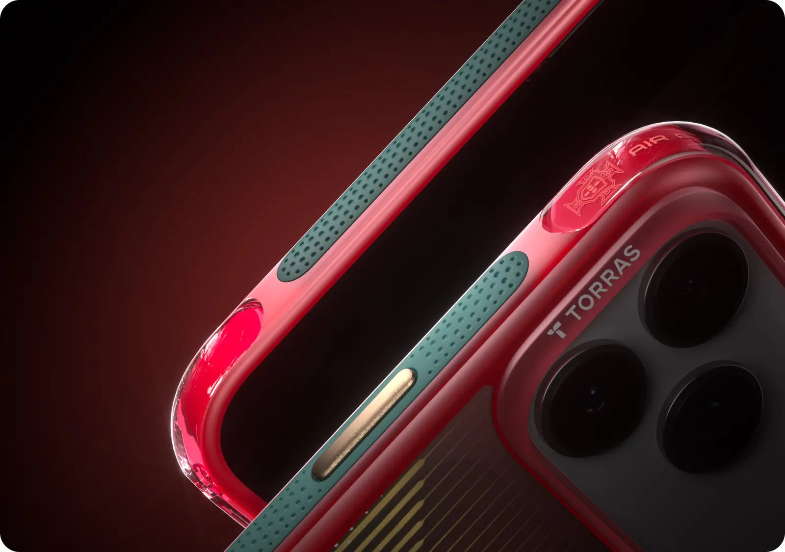 Detail of the side texture and buttons on the TORRAS case