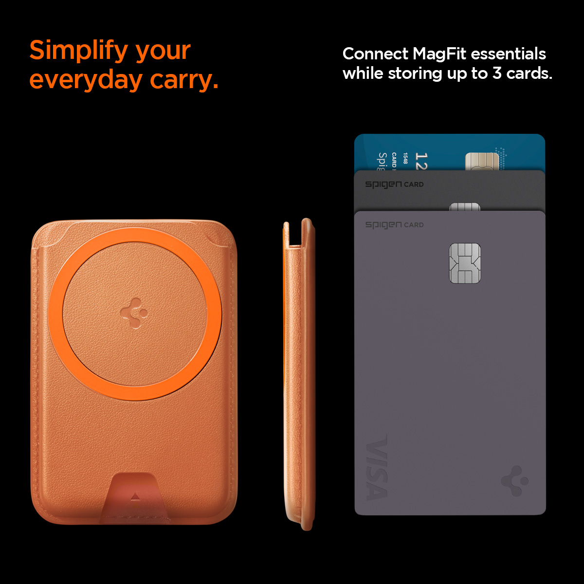Spigen Valentinus MagFit+ MagSafe Wallet 3 Card, metallic orange