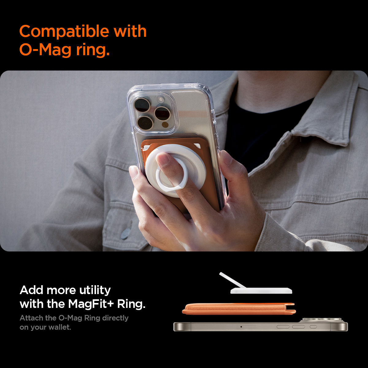 Spigen Valentinus MagFit+ MagSafe Wallet 3 Card, metallic orange