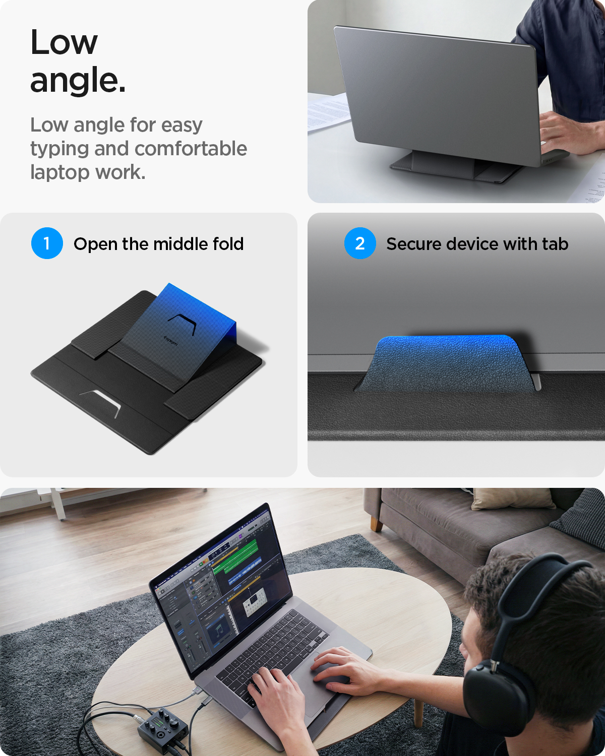 Spigen Slim Fold low angle for working on a laptop
