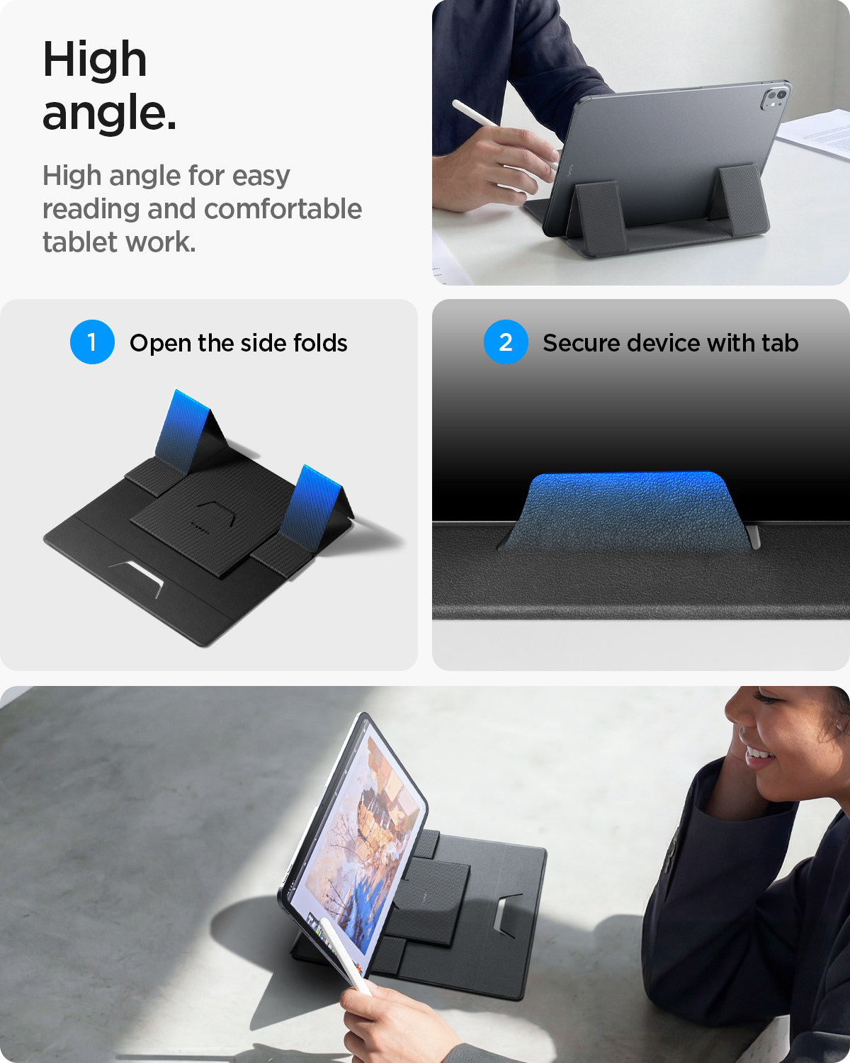 Spigen Slim Fold higher angle for working with a tablet