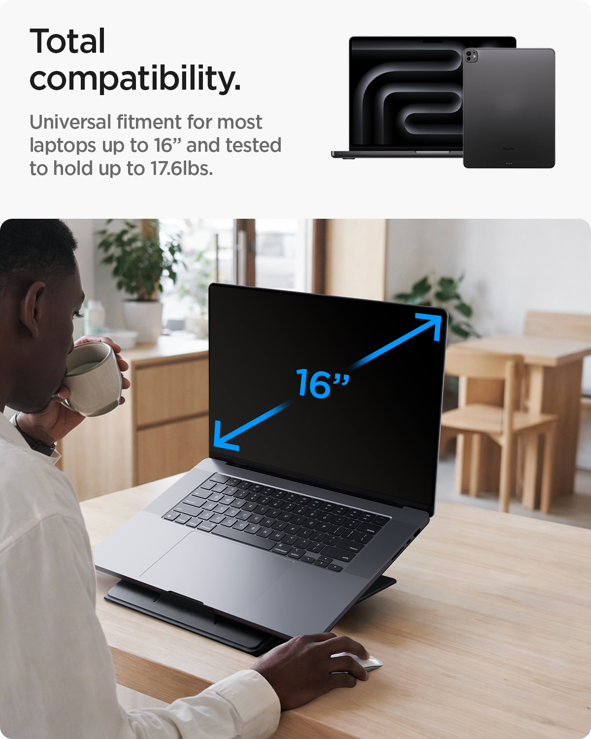 Spigen Slim Fold Non Adhesive Laptop Stand with laptop up to 16 inches