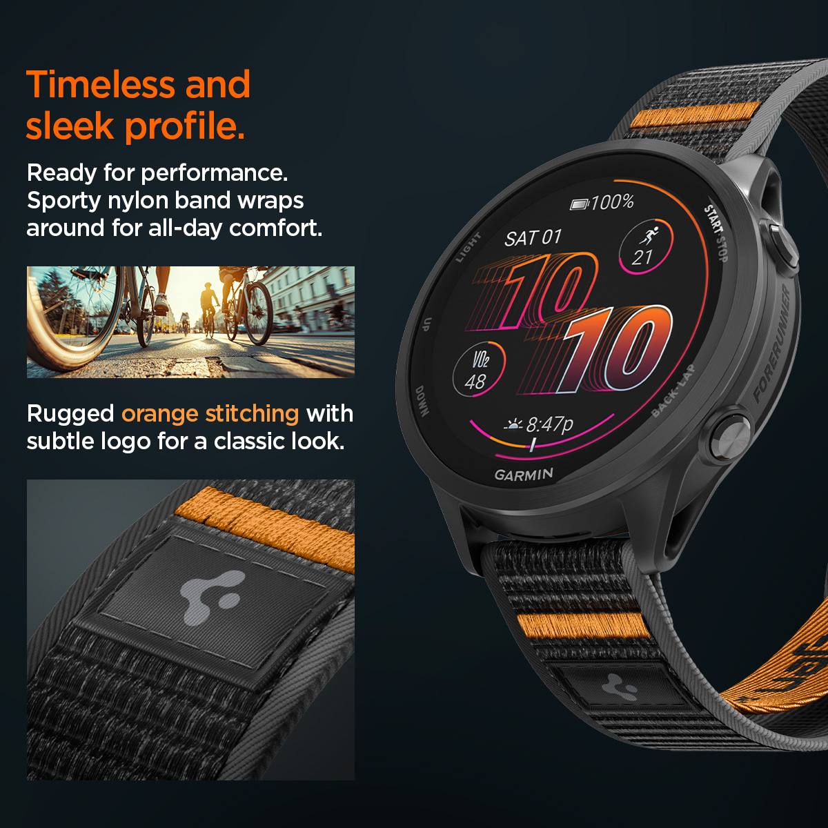 Spigen Athlex Air Active Band, black/orange - Garmin Quick Release 22mm