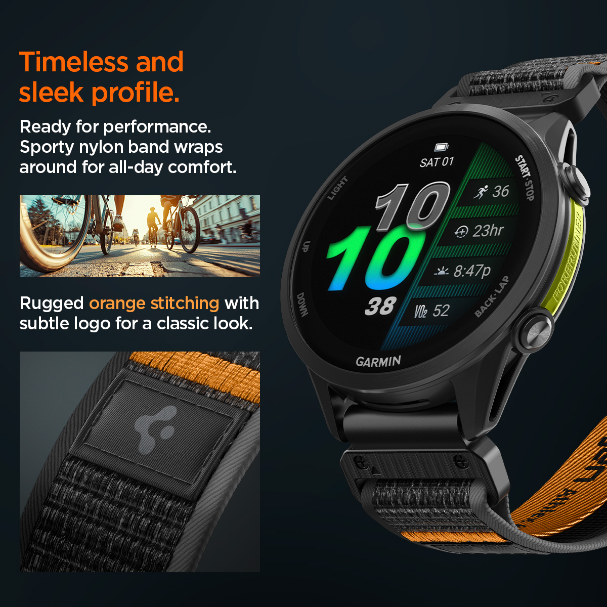 Spigen Athlex Air Active Band, black/orange - Garmin Quick Fit 22mm