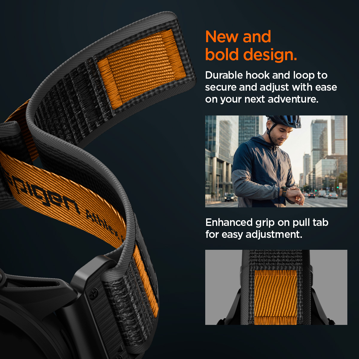Spigen Athlex Air Active Band, black/orange - Garmin Quick Fit 22mm