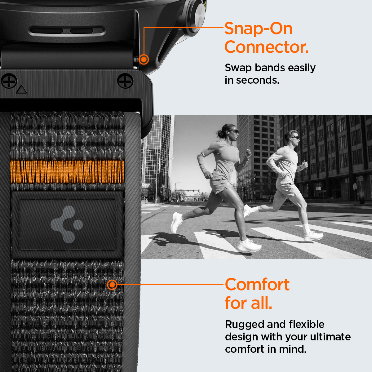 Spigen Athlex Air Active Band, black/orange - Garmin Quick Fit 22mm
