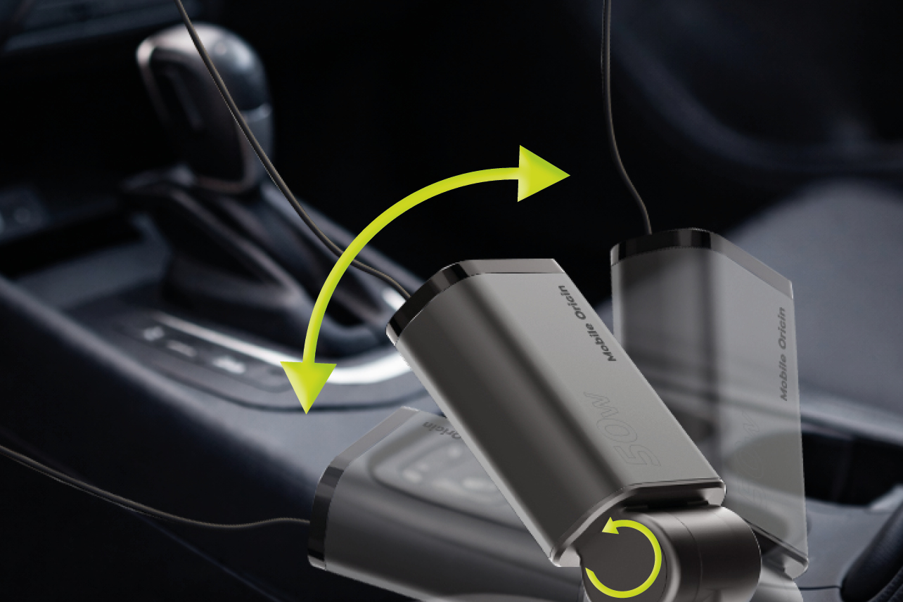 Incarcator auto 3in1 Mobile Origin CA27, 1xUSB-A, 1xUSB-C, 1x Cablu USB-C retractabil, 50W, 3A, Gri 2 Lerato.ro