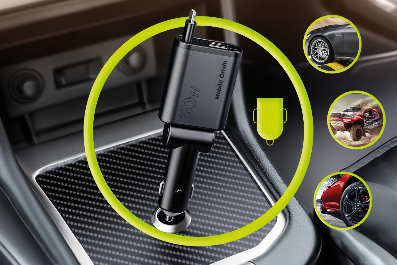 Incarcator auto 3in1 Mobile Origin CA27, 1xUSB-A, 1xUSB-C, 1x Cablu USB-C retractabil, 50W, 3A, Gri 5 Lerato.ro