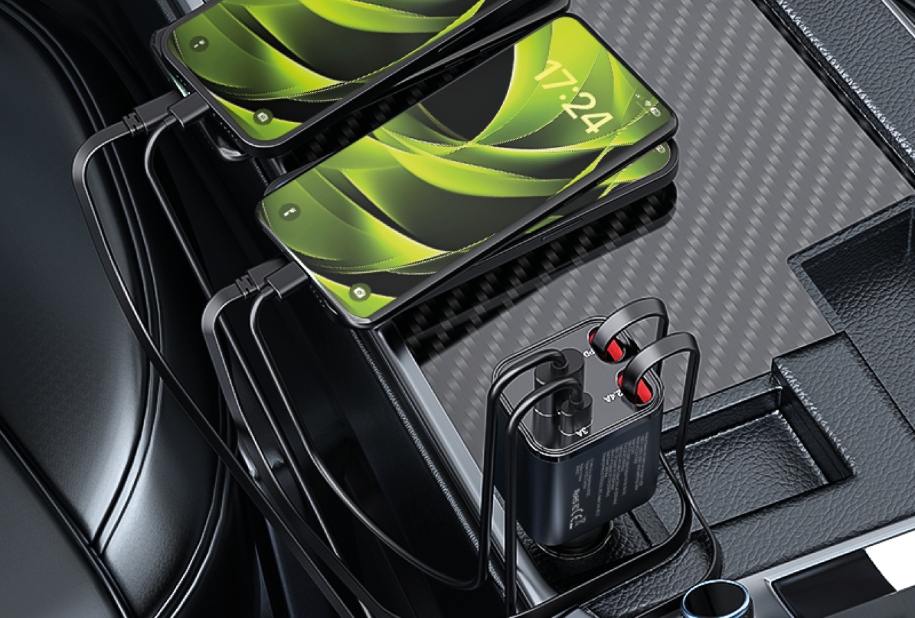 Incarcator auto 4in1 Mobile Origin CA28, 1xUSB-A, 1xUSB-C, 1x Cablu USB-C, 1x Cablu Lightning, 50W, 3A, Gri 5 Lerato.ro